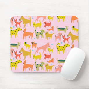 Niedliche Hunde Muster Rosa Mousepad