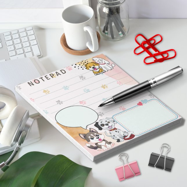 Niedliche Hunde Paw Print Hintergrund Themed Notizblock (Von Creator hochgeladen)