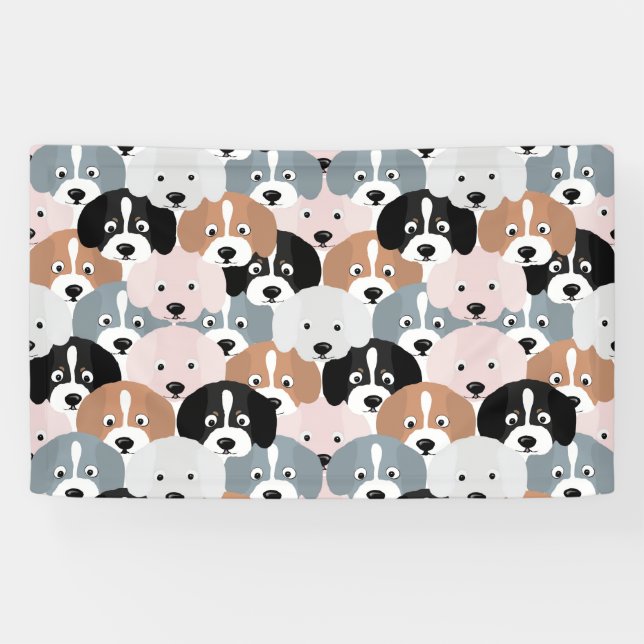 Niedliche Hunde Pink Black Illustration Banner (Horizontal)