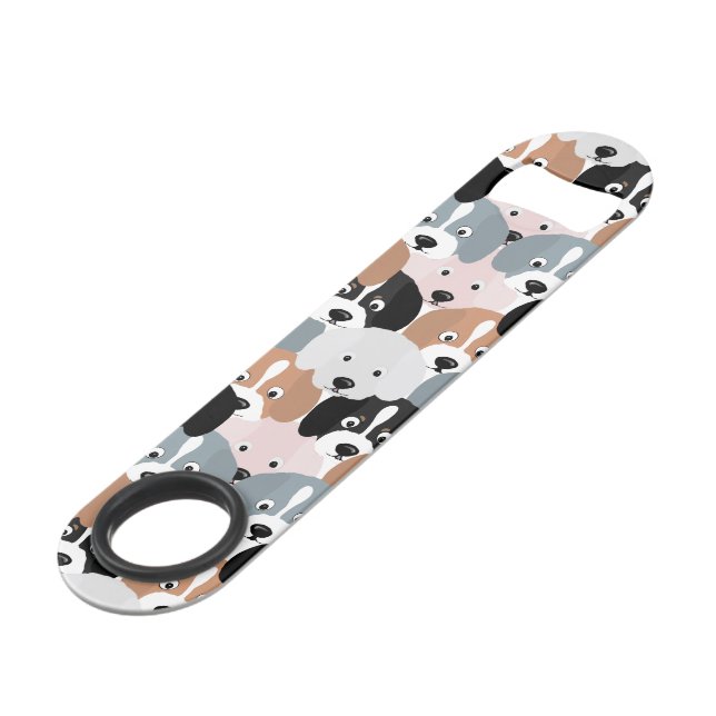 Niedliche Hunde Pink Black Illustration Speed Flaschenöffner (Vorderseite Schrägansicht)