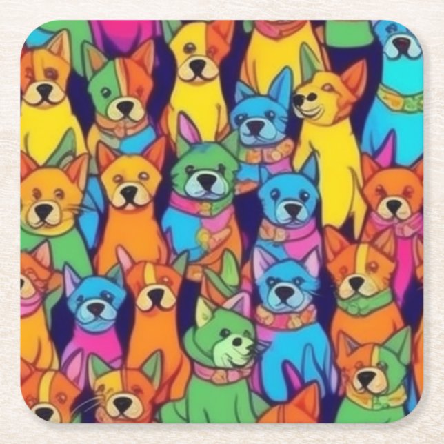 Niedliche Hunde Rechteckiger Pappuntersetzer (Vorderseite)