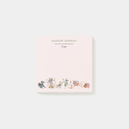 Niedliche Hunde rosa Monogramm Post-it Klebezettel