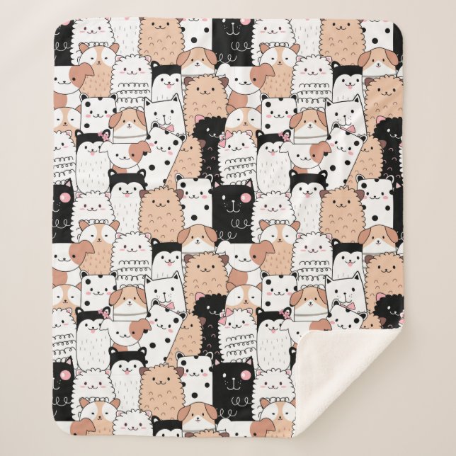 Niedliche Hunde Sherpa Blanket Sherpadecke (Vorderseite)