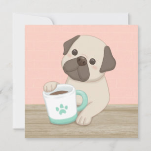 Niedliche Hunde & Tasse Illustration Art Feiertagskarte