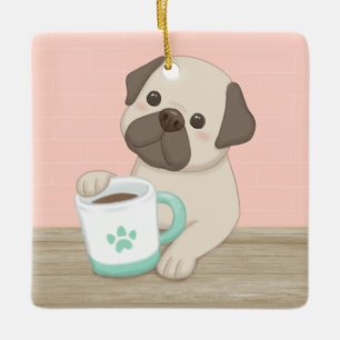 Niedliche Hunde & Tasse Illustration Art Keramikornament