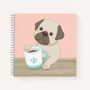 Niedliche Hunde & Tasse Illustration Art Notizbuch