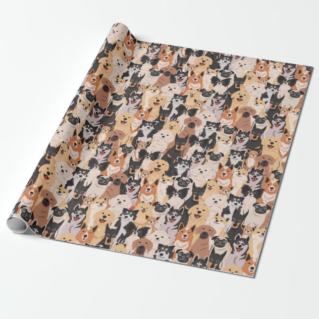Niedliche Hunde-Umschlagpapier Geschenkpapier (Ungerollt)