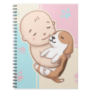 Niedliche Hunde- und Baby-Illustration Art Notizblock