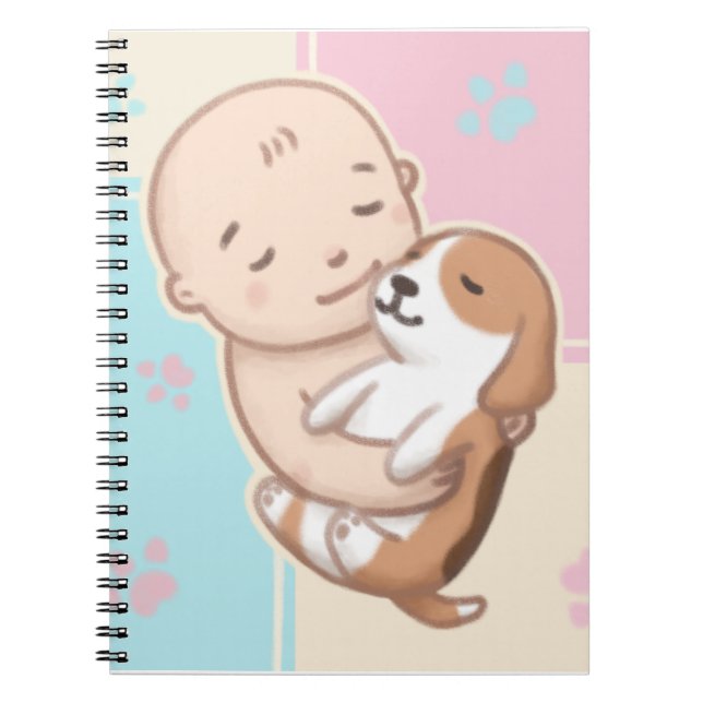 Niedliche Hunde- und Baby-Illustration Art Notizblock (Vorderseite)