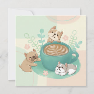 Niedliche Hunde- und Kaffeeaufführung Karte