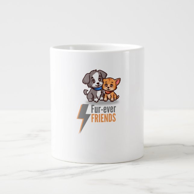 Niedliche Hunde und Katzen Besties T-Shirt Jumbo-Tasse (Vorderseite)