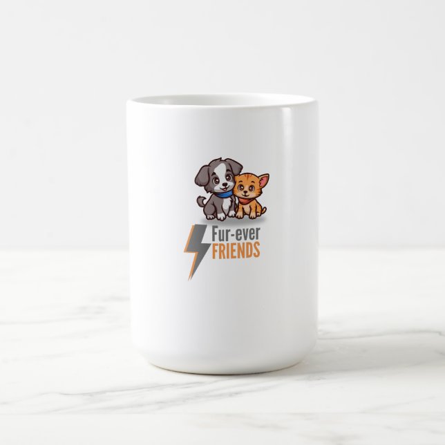 Niedliche Hunde und Katzen Besties T-Shirt Kaffeetasse (Mittel)
