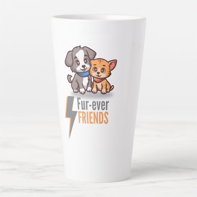 Niedliche Hunde und Katzen Besties T-Shirt Milchtasse (Vorderseite)