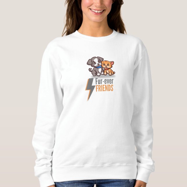 Niedliche Hunde und Katzen Besties T-Shirt Sweatshirt (Vorderseite)