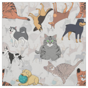Niedliche Hunde und Katzen Nahtlose Textilien Stoff