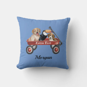 Niedliche Hunde und Vögel im Roten Wagen, DIY-Name Kissen