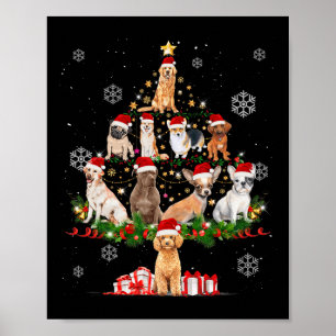 Niedliche Hunde Weihnachtsbaumleuchten Hunde Liebe Poster
