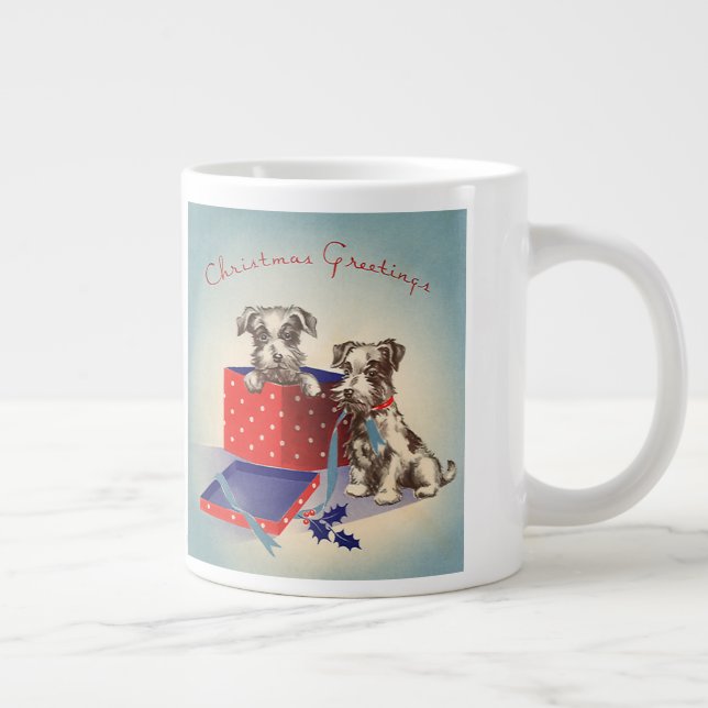 Niedliche Hunde, Weihnachtsgrüße im Jahrgang Jumbo-Tasse (Rechts)