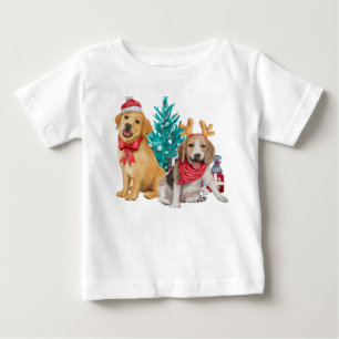 Niedliche Hunde wünschen frohe Weihnachten Baby T-shirt