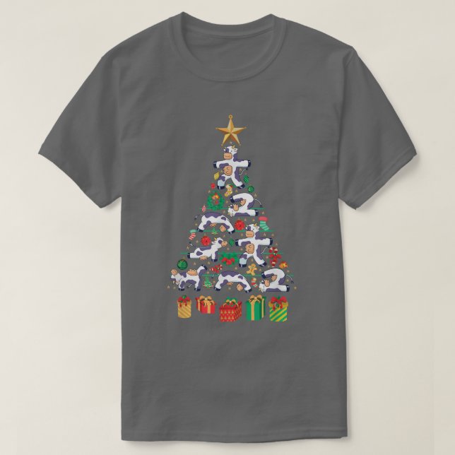 Niedliche Hunde Xmas Baumdesign T-Shirt (Design vorne)