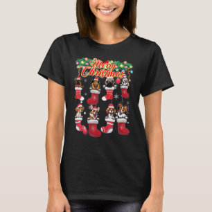 Niedliche Hunde zu Weihnachten im Strumpf T-Shirt