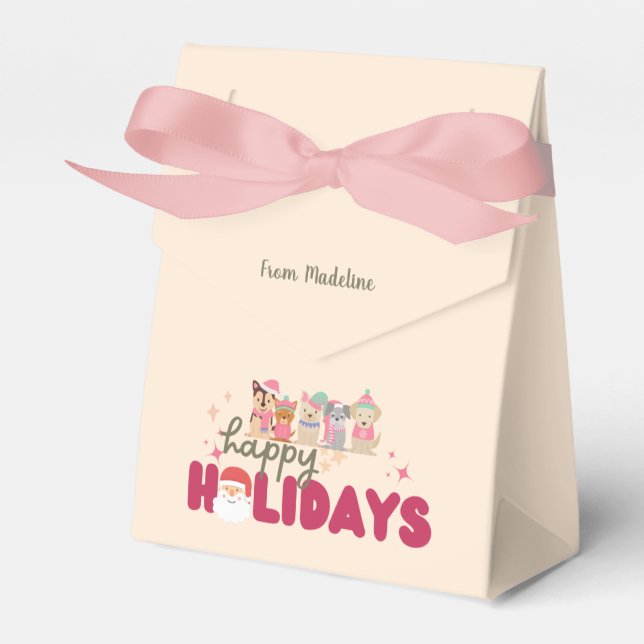 Niedliche Hundefamilie oder -betrieb Flat Holiday  Geschenkschachtel (Vorderseite)