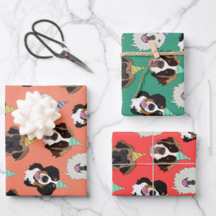 Niedliche Hundefressen zum Geburtstag  Geschenkpapier Set