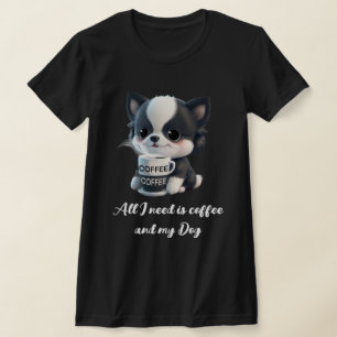 Niedliche Hundegrafik - I Liebe Kaffee T-Shirt