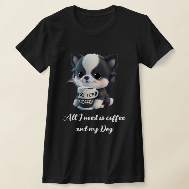 Niedliche Hundegrafik - I Liebe Kaffee T-Shirt (Ablage )