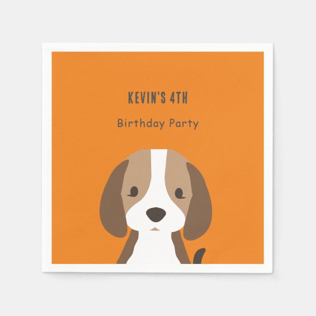 Niedliche Hundekinder Moderner individuelle Name Serviette (Vorderseite)