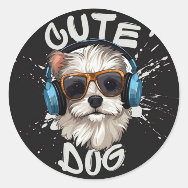 Niedliche Hundekleber Runder Aufkleber (Vorderseite)