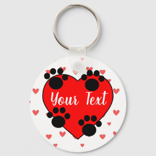 Niedliche Hundetext-Drucke und rotes Herz mit benu Schlüsselanhänger