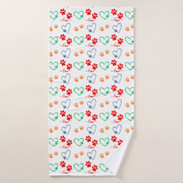 Niedliche HUNZZEICHEN UND LIEBE HARTEN Badehandtuch