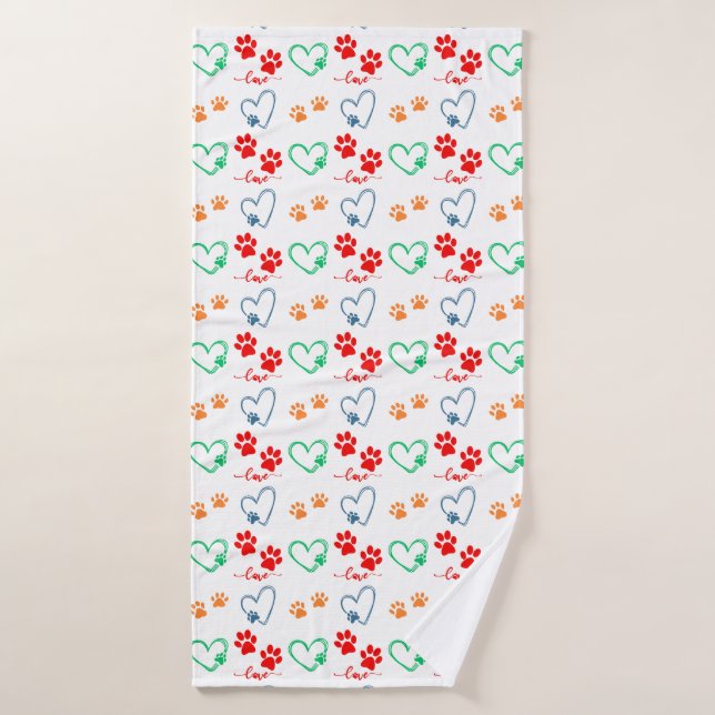 Niedliche HUNZZEICHEN UND LIEBE HARTEN Badehandtuch (Badehandtuch)