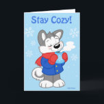 Niedliche Husenkarte Feiertagskarte<br><div class="desc">Wünschen Sie jemanden einen freundlichen Urlaub mit diesem gemütlichen kleinen Husky,  gebündelt mit seiner heißen Schokolade.</div>