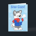 Niedliche Husenkarte Feiertagskarte<br><div class="desc">Wünschen Sie jemanden einen freundlichen Urlaub mit diesem gemütlichen kleinen Husky, gebündelt mit seiner heißen Schokolade.</div>