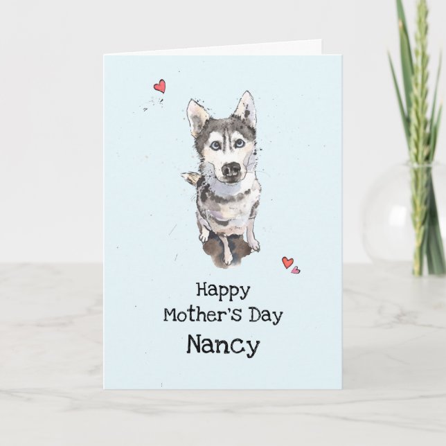 Niedliche Husky Blue Mother Day Card Karte (Vorderseite)
