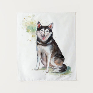 Niedliche Husky Design-Sprungdecke | Geburtstagsge Wandteppich