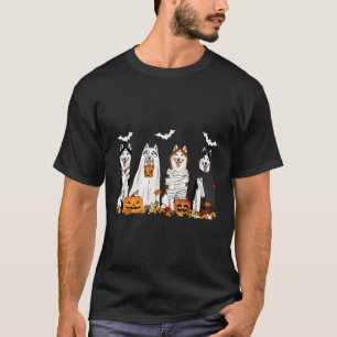 Niedliche Husky Hunde Ghost Mummy Hexe Spooky Hall T-Shirt