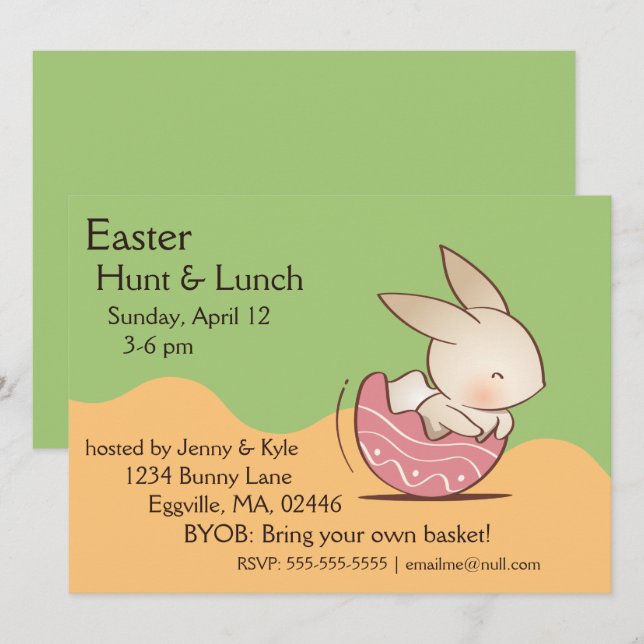 Niedliche Hustenschraffur, rosa Ostereier Einladung (Vorne/Hinten)