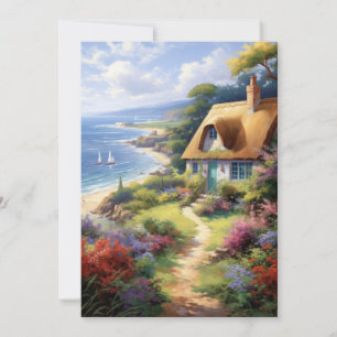 Niedliche Hütte an den Blume am Meer Karte