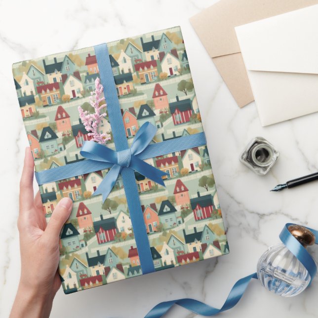 Niedliche Hütte Erwärmung Party Geschenkpapier (Schenken)