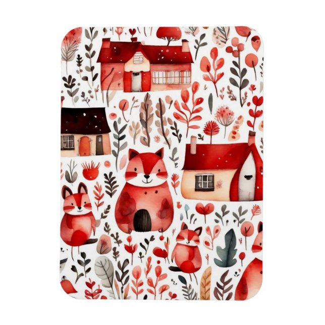 Niedliche Hütte Kernrotes Feld Magnetische Rahmen Magnet (Vertikal)