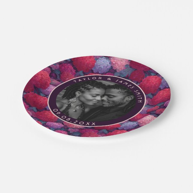 Niedliche Hydrangeas-Teller für Bachelor Party Pappteller (Schrägansicht)