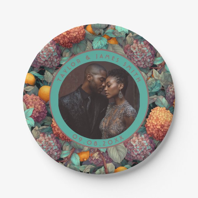 Niedliche Hydrangeas-Teller für einfache Hochzeits Pappteller (Vorderseite)