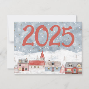 Niedliche Hyge Landschaft 2025 New Years Holiday C Feiertagskarte