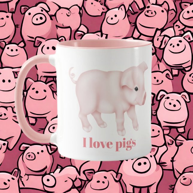 Niedliche I-Liebe-Schweine fügen Monogramm-Nachric Tasse (Von Creator hochgeladen)