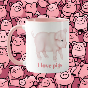 Niedliche I-Liebe-Schweine fügen Monogramm-Nachric Tasse