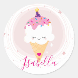 NIEDLICHE ICECREAM CONE kawaii Illustrationssprink Runder Aufkleber