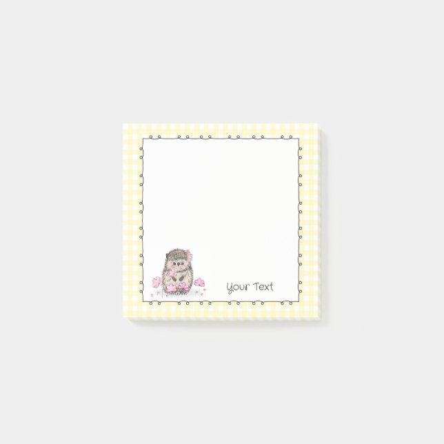 Niedliche Igel Benutzerdefinierte Text-Gelbe Anmer Post-it Klebezettel (Vorderseite)